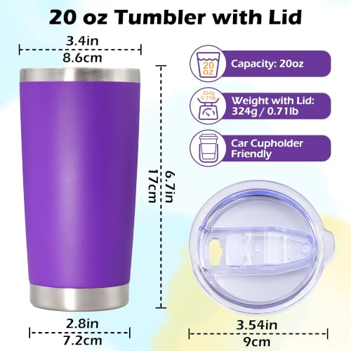 Image of 20oz Tumbler Insulated Tumblers Vacuum Coffee Mug with Lid Purple 6Pack