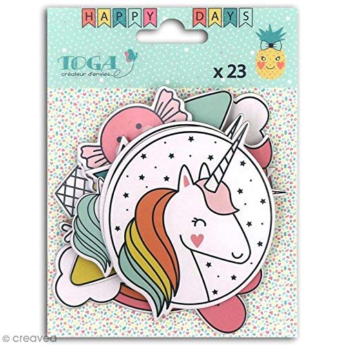 24 Chipboards Découpés Toga - Motifs 'Enjoy The Little Things' - Couleurs Pastel Pour Scrapbooking Et DIY