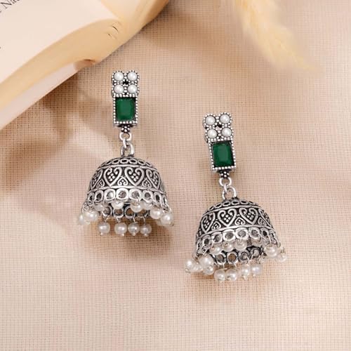 Image of Rubans Jhumka Earrings Oxidised Trendy Jewellery Gift for Women & Girls