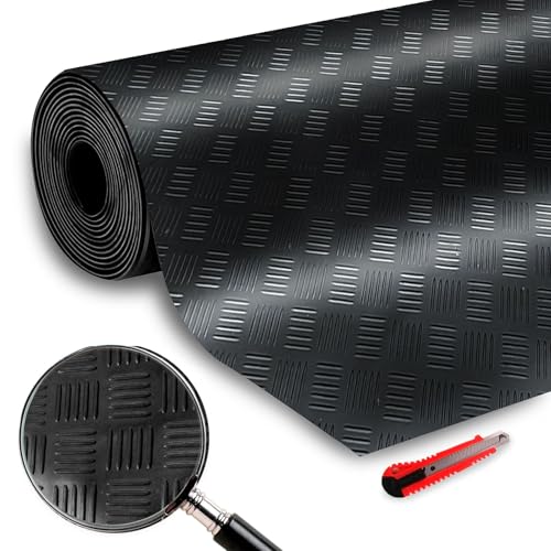 Suelo Goma 50 cm x 2 M para Zonas de Alto tráfico. Alfombra Antideslizante SBR, Resistente a Golpes y Aceite. Ideal como Suelo Garaje para Autos, Motos y Herramientas. Instalación rápida y Sencilla.