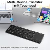 Bnnwa Wiederaufladbare Kabellose Bluetooth Tastatur mit Touchpad,DE QWERTZ – Ansicht 2