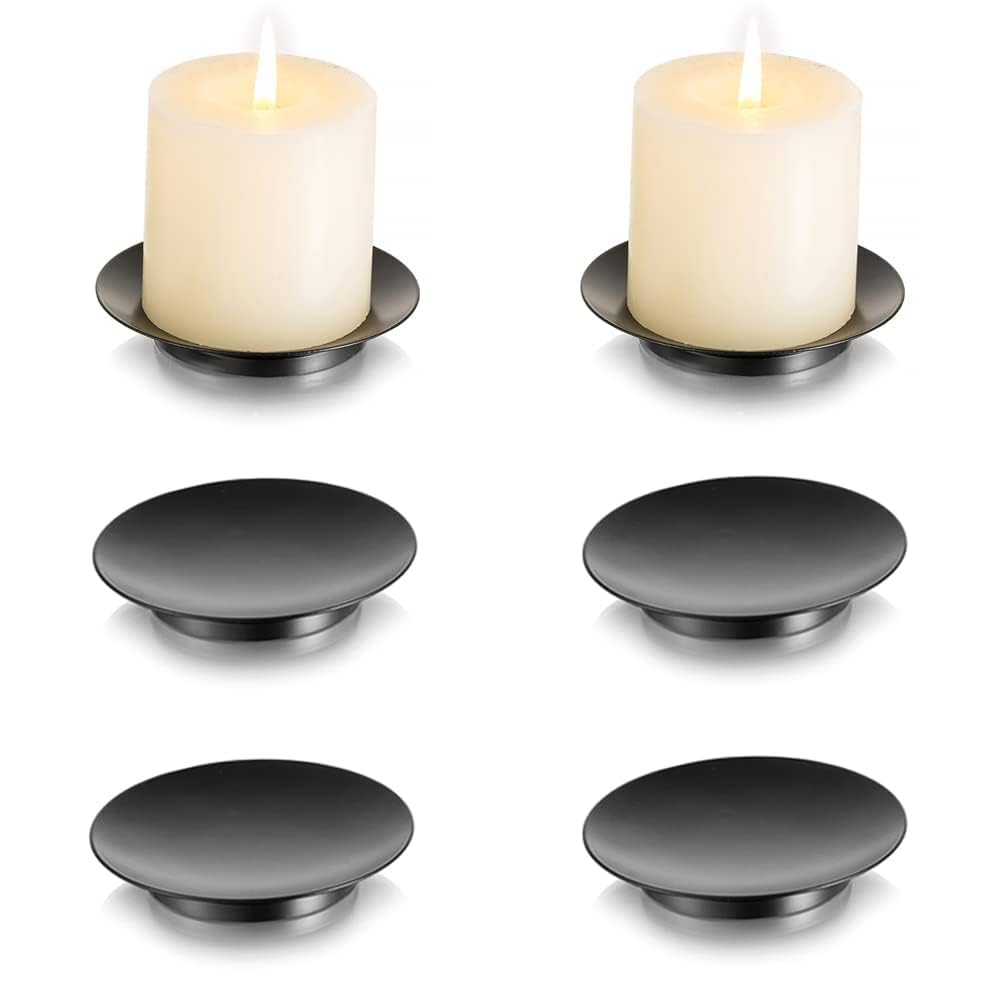Bougeoir support bougie anti-coulure : lot de 6 coupelles noires en fer pour protéger vos tables