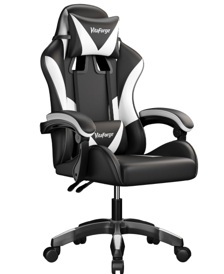 EaseZen Fauteuil Gaming Fauteuil Bureau, Chaise de Jeu Ergonomique avec Réglable en Hauteur, Support Lombaire et Appui-tête - Cuir PU, pour Le Bureau ou Le Jeu...