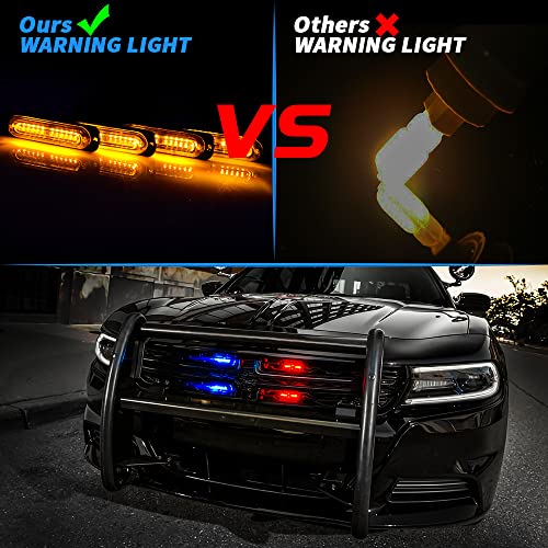 Aubeamto 4 Pods Led Emergency Strobe Lights Kit, 12Leds Safety Warning Hazard Flashing Lights W/Control Box And Cigarette Lighter For Off-Road Truck Suv Atv Car Vehicle Surface Mount (Red+Blue) #TOP7