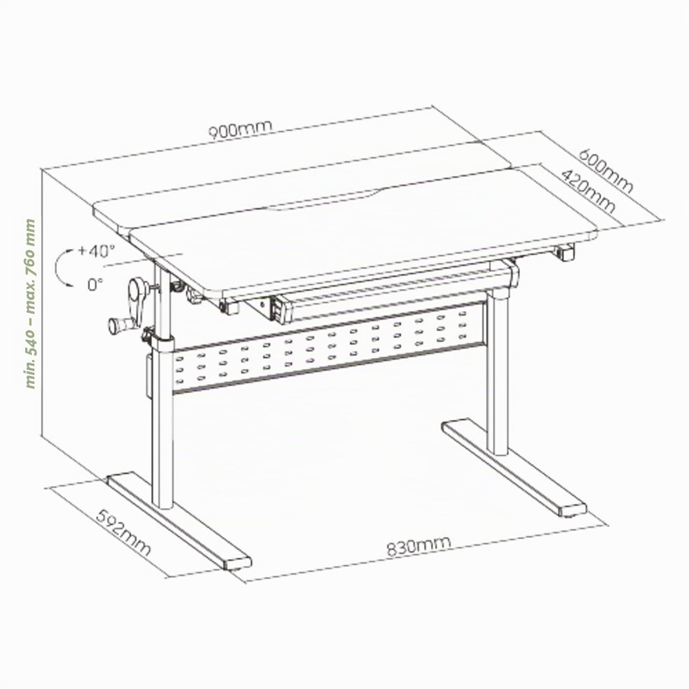 Kinderschreibtisch Zeichentisch - ergonomisch höhenverstellbar - Schultisch