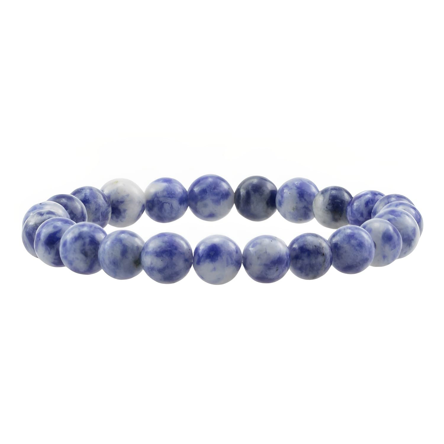 Clearain Natural Gemstones Bracelet 8mm Chakra Round Beads Energy Power Crystal Reiki Healing Elastic Stretch 7 Inch for Women Men Unisex