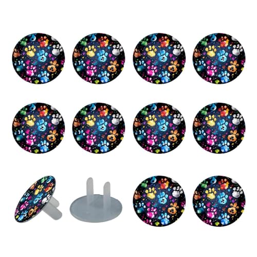24 PCS Dog Paw Print Child Proof Outlet Covers Electrical Safety Socket Protection Caps for 2-Prong Power Wall Plates, Safe and Secure Plugs Protector
