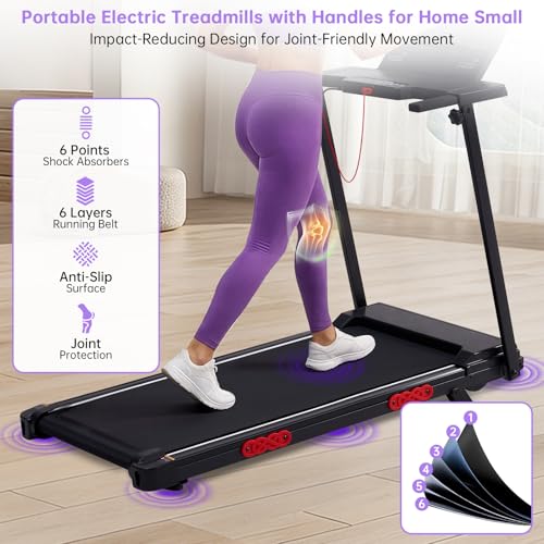 Image of Walking Pad Treadmill with Handle Bar, 3.0HP Portable Electric Treadmills for Home Exercising, 0.6-7.6MPH Mini Walking Pad Treadmill with Incline, Small Under Desk Treadmills for Home Small, 350LBS