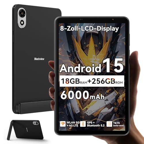 Blackview ZENO1 8 Zoll Tablet Android 15 90Hz 800x1280 - Ultra Leicht&Kompakt Gaming, T615 8-Kern KI-Chip,18 GB RAM+256 GB ROM(2TB TF)/4G LTE+WiFi 5G/Face ID/6000mAh 10W/8MP+8MP/Widevine L1/BT5.2/GMS Blackview ZENO1 8 Zoll Tablet Android 15 90Hz 800x1280 - Ultra Leicht&Kompakt Gaming, T615 8-Kern KI-Chip,18 GB RAM+256 GB ROM(2TB TF)/4G LTE+WiFi 5G/Face ID/6000mAh 10W/8MP+8MP/Widevine L1/BT5.2/GMS