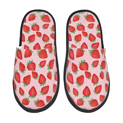 Strawberries Print Women Slippers Home Furry Shoes Keep Men Couples Shoes Warm For Women-