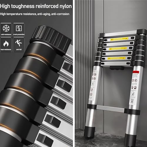 ARCHOM Escada telescópica de 4,6 m - Escada telescópica de alumínio com pés antiderrapantes - Escada