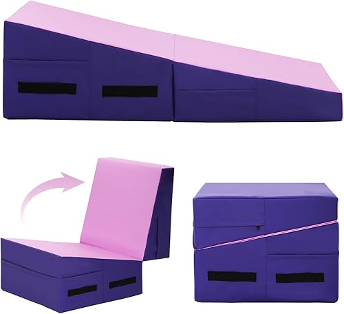 Miniatura 8 de Colchoneta de gimnasia para el hogar, 48 x 24 pulgadas, inclinada, con asas, plegable, para yoga, gimnasio, entrenamientos de núcleo, estiramientos