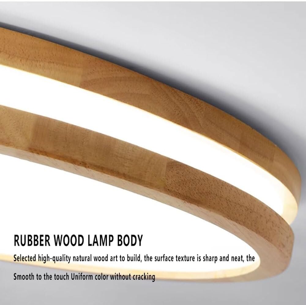 Japanese-Style Wood Grain LED Ceiling Light, 15.7in Round Flush Mount Light, 18W Dimmable 3000K/4000K/6000K Close to Ceiling Light Fixture for Bedroom, Kids' Room, Laundry Room, Hallway, Kitchen