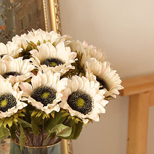 Laelfe 7 girasoli artificiali in seta a stelo