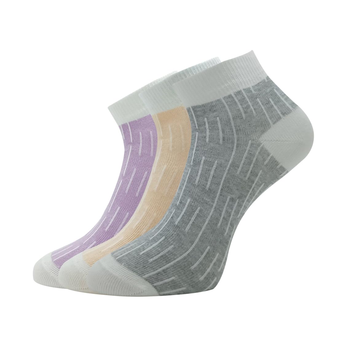 allen solly Women's Cotton Ankle Length Socks (Pack of 3) Lavender, Peach, Light grey Melange-picture-37