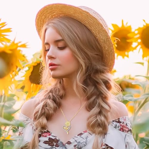 Sunflower Necklace for Women Anniversary Jewelry for Wife Birthday Gifts You Are My Sunshine Necklaces Pendant for Mom2