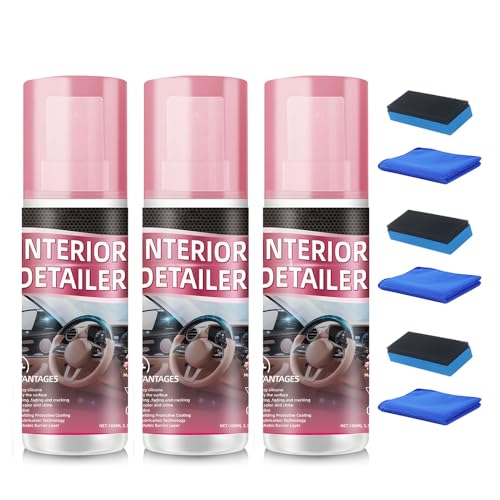Nettoyant plastique voiture : lot de 3 flacons 100ml avec éponge et microfibre