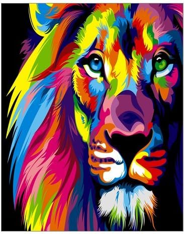Fashion Colorful Paint Lion Painting Canvas Print 16" x 20" Modern Canvas Art Wall Decor Landscape Oil Painting Wall Art Wall Decor Home Decorations.