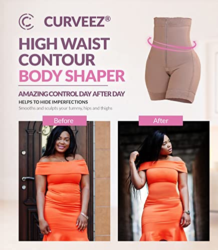 CURVEEZ High Waist Post Surgery Compression Girdle Shapewear After Lipo, BBL, Tummy Tuck - Full Body Shaper Short4
