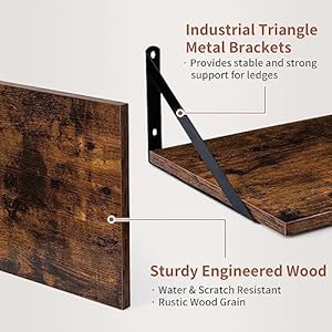 Axeman deep floating shelves 16w x 12d rustic wood floating shelves set of 2 12 inch deep large floating shelves for wall decor hanging shelves for farmhouse kitchen bathroom bedroom rustic brown  urban country home decor