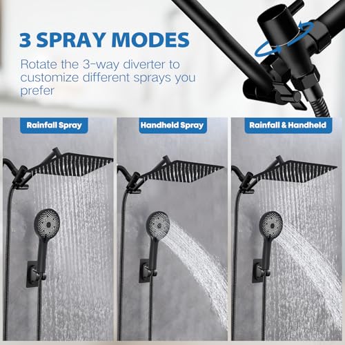 Image of Shower Head,12 inch High Pressure Rainfall Shower Head with Handheld Dual Spray
