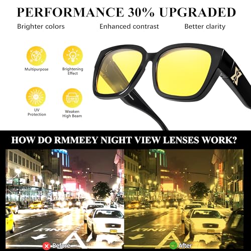 Chicid Night Driving Glasses Fit Over for Women, Wrap Around Glasses HD Yellow Night Vision Glasses4