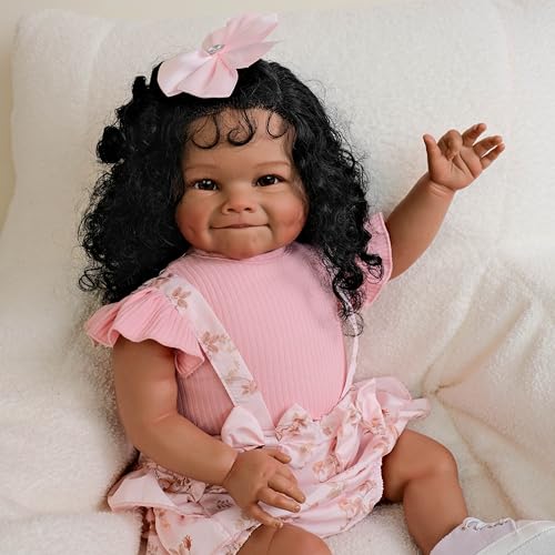 Muñeca Reborn Toddler Negra 24 Pulgadas Realista miniatura 5
