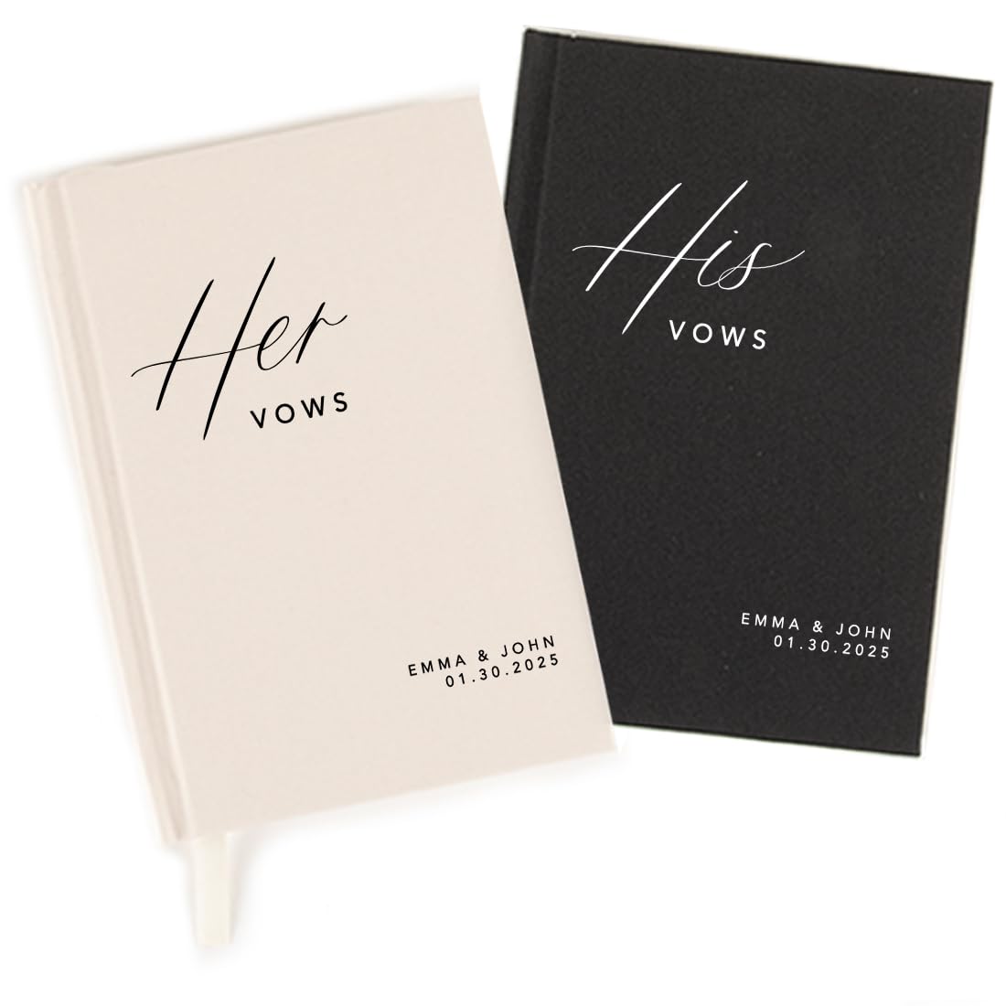 Andaz Press Personalized Vow Books, Custom Names Hardcover Linen Wedding Vow Books Modern His and Hers, 60 Pages, Wedding Essentials Groom Gifts from