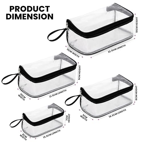 Image of Storite Set of 4 Transparent Cosmetic & Toiletry Travel Organizer Set | Clear PVC Design For Quick Visibility And Easy Access To Cosmetics Toiletries Shaving Kits Makeup And Accessories