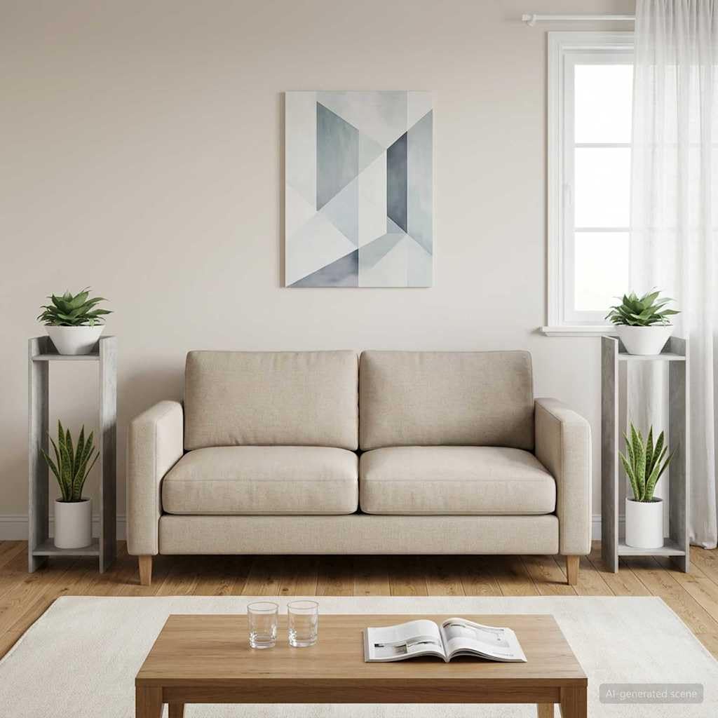 Supporto per piante, 2 pezzi, grigio cemento, 30 x 30 x 100 cm, in