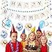 Blue & Gold Birthday Decorations - Happy Birthday Banner, Blue & Gold Balloons, Confetti Hanging Swirls, Glitter Circle Dots for Boy's Party