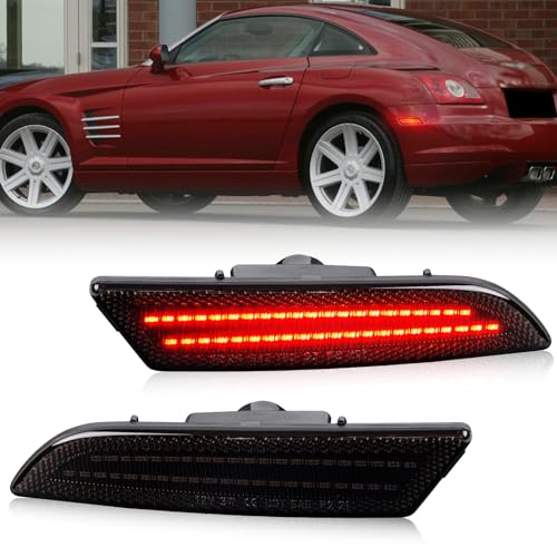Gempro LED Side Marker Lights Compatible with 2004-2008 Chrysler Crossfire 4X Bumper Parking Signal Lamps 2PCS, Smoked Len (Rear Bumper)