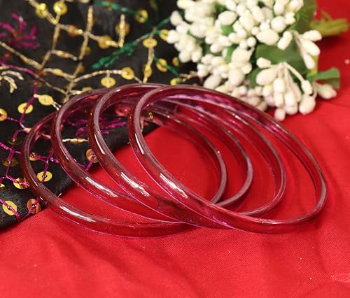 Image of STYOLLO Viral Jelly Plain Transparent Glass Kada Set For Women & Girls | Kanch Kada For Girls | Daily Ethnic Traditional Jewelry | Glossy Classic Fashion Kangan For Wedding, Festive & Parties - Set Of 4