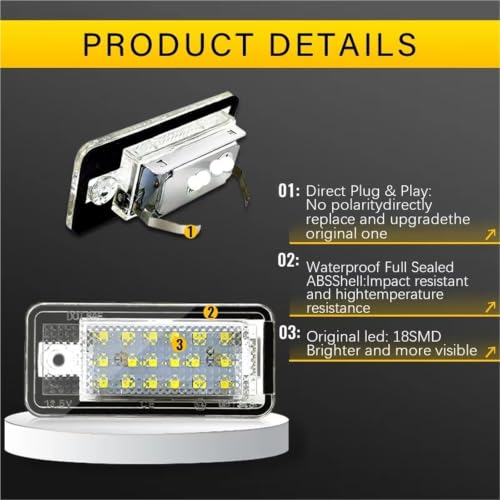 Luz matrícula LED compatible con Audi RS6 S6 C6 S5 Q7 A8 S8 lámpara sin error 4