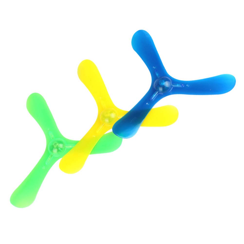 INOOMP 3pcs Returning Boomerang Glow in The Dark Flying Disc Toy Triangle Helicopters Outdoor Sports Game Toy for Kids Early Childhood Development Random Color