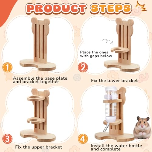 4 Pcs Hamster Cage Accessories Acrylic Sand Bath Box Feeding Bowl Water Bottle Set Hamster Climbing Toy Wooden Ladder Bridge Set for Rat Mice Small Animals Habitat(Rectangle) - Image 4