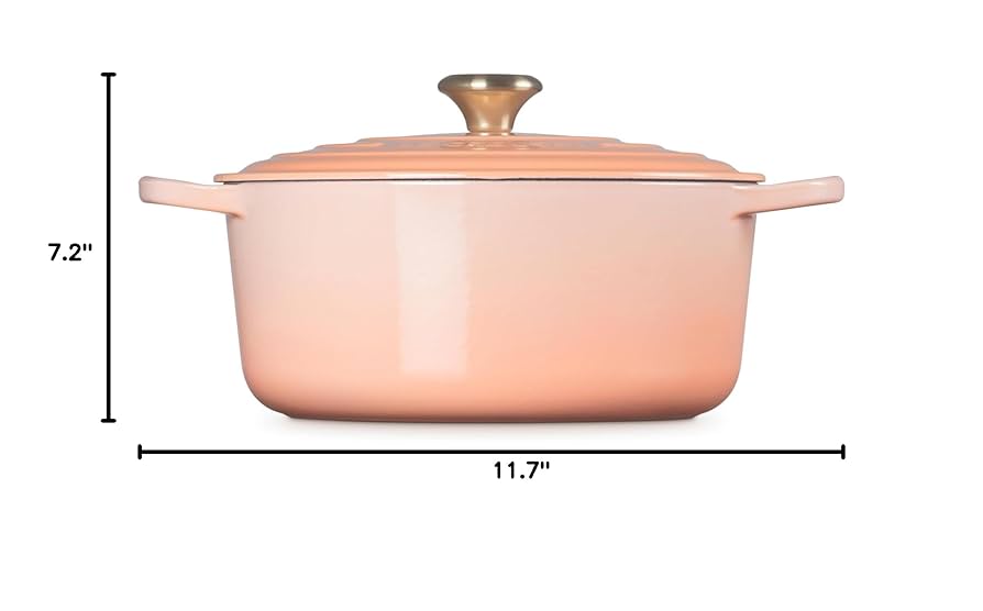 LE CREUSET PECHE PEACH 丸型ホーロー鍋 箱付き ル・クルーゼの新色「ペッシュ」優しく淡いピンクグラデーション