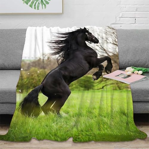 Plaid de voyage microfibre haut de gamme imprimé cheval 3D