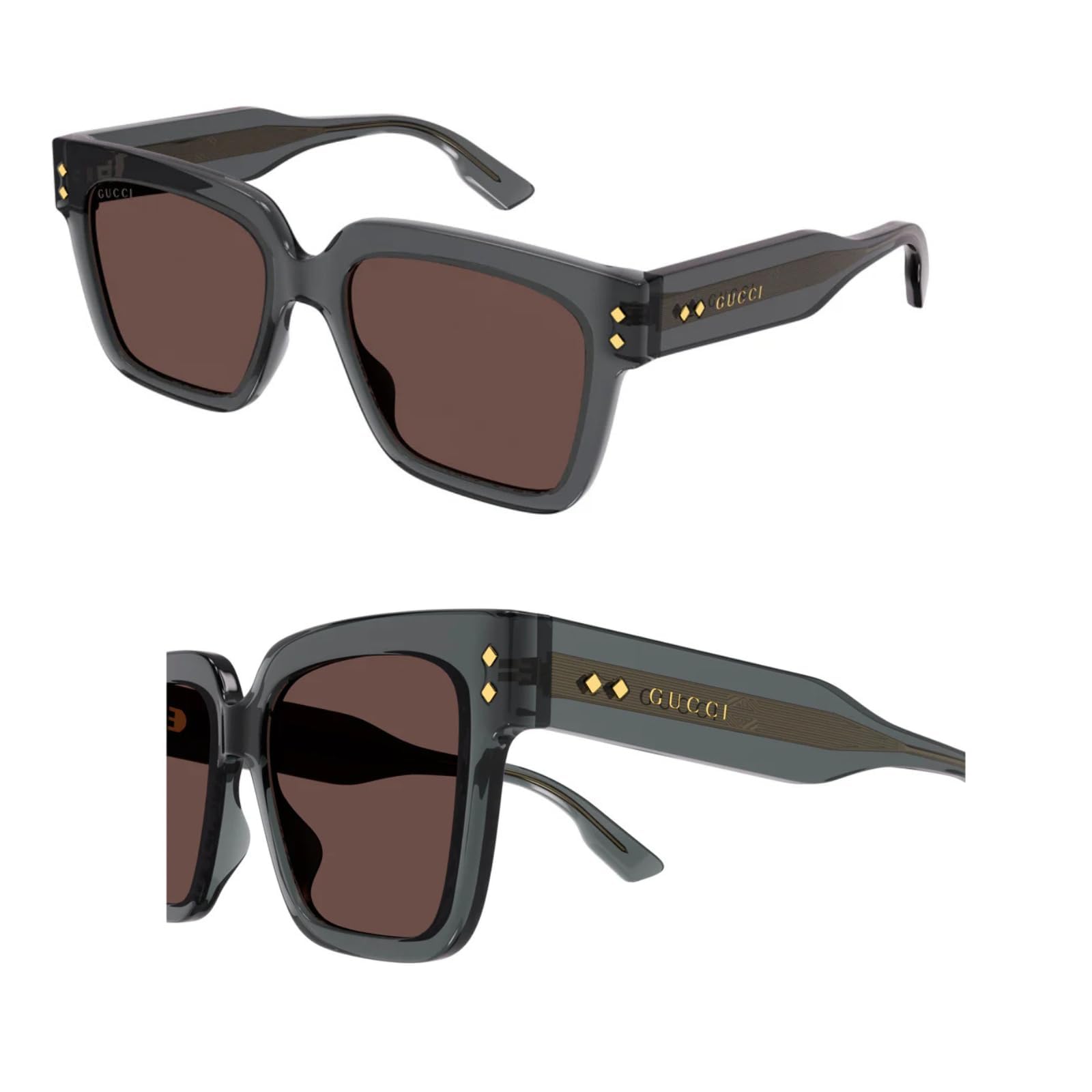 Gucci GG1084S Lettering Logo Squared Shape Sunglasses with Luxury Eyewear Kit