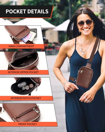 Peicees Travel Small Sling Bag Leather Crossbody Bags for Women Fanny Packs Cross Body Bag for Woman Cross Body Purses3