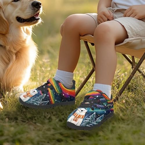 Boys Girls Shoes Kids Tennis Running Athletic School Sneakers for Little/Big Kid Polar Bear Rainbow Pattern3