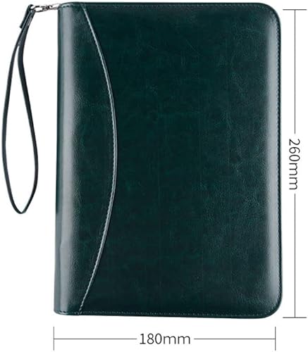 Miniatura 2 de LYPOCS Carpeta de conferencias con cremallera, tamaño A5, carpeta de conferencias de material PU con calculadora, bloc de escritura y soporte para