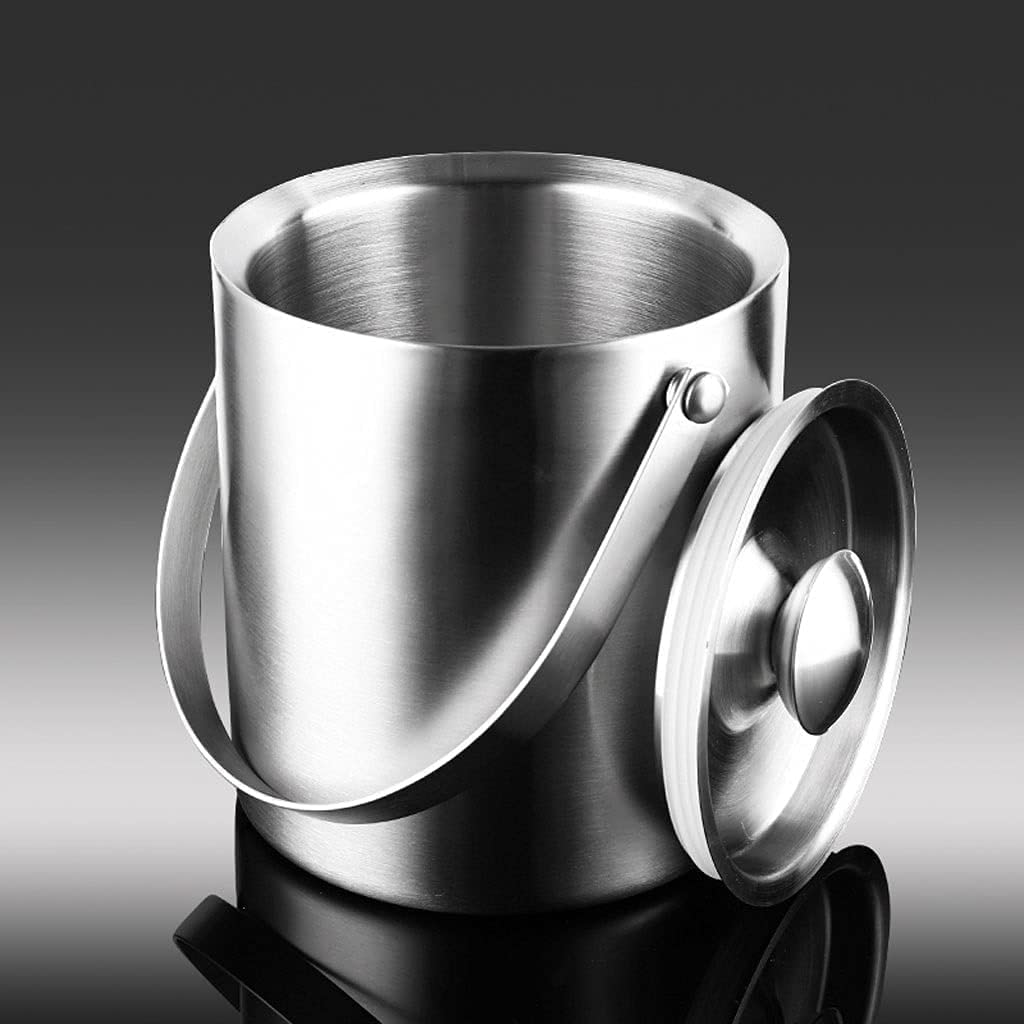 Cubitera Botella Vino Cubo de Hielo de Acero Inoxidable de Doble Capa, fácil de Transportar, con asa, para Bebidas, con Tapa, contenedor de Hielo para Vino, champán, Cerveza, Fiesta