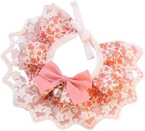 Pet Pink - Collar ajustable para perro, pañuelo de encaje desmontable, accesorios para bufanda de gato, babero de cuerda para cachorros pequeños y Pet Pink - Collar ajustable para perro, pañuelo de encaje desmontable, accesorios para bufanda de gato, babero de cuerda para cachorros pequeños y