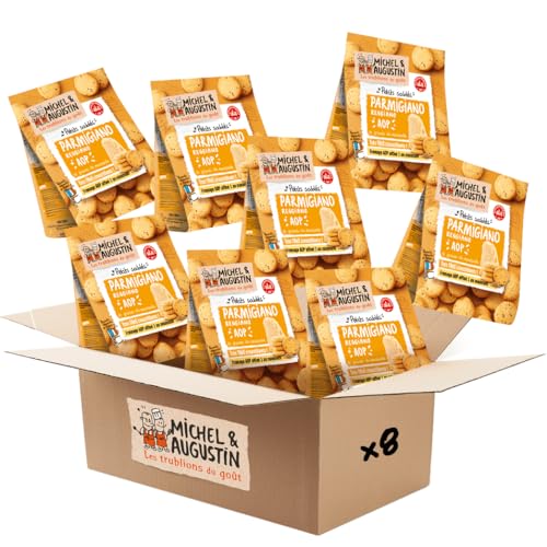 Michel & Augustin – Petits Sablés Salés au Parmigiano Reggiano AOP et Graines de Moutarde – Biscuits Apéritifs Gourmands – Fabriqués en France –...