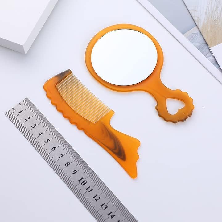 D Moto World DMW 100 pcs Combo Pack of Small Brown Plastic Round Hand Mirror Comb Set with Handle, Portable Cosmetic Mirror and Comb Set, Travel Makeup Tools for Women 2