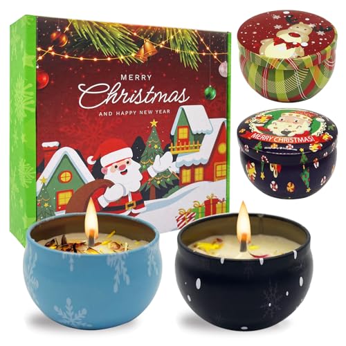 Velas Perfumadas Navidad, Velas Aromáticas, Juegos Velas Aromáticas de Regalo, 4 Piezas Velas Perfumadas Juego, para Cumpleaños, Día de la Madre, Navidad, Regalos Mujer