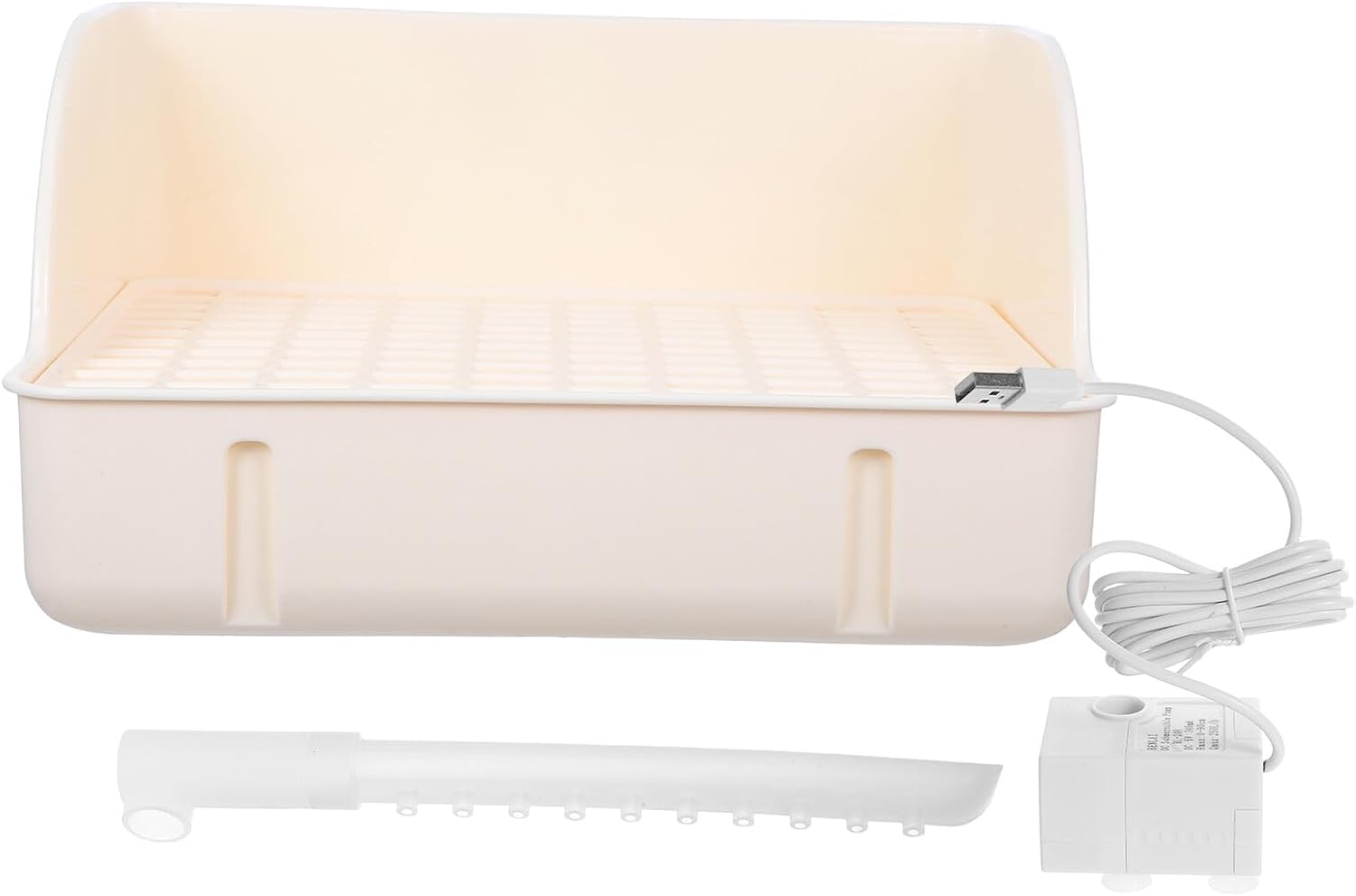 Automatic Bird Bath with Circulating Water Pump, Parrot Shower Tub for Indoor and Outdoor Use, White Plastic Bird Bathing Pool for Cockatiels, Parakeets, and Macaws