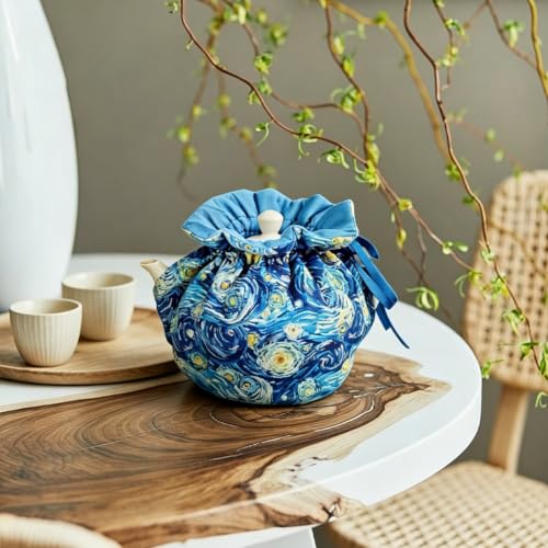 Image of JOONOR Tea Cosy - Cotton Printed Tea Cosy, Vintage Floral Dust Cover for Kitchen Tea Pot, Breakfast Warmer, Insulation and Keep Warm, Color#13