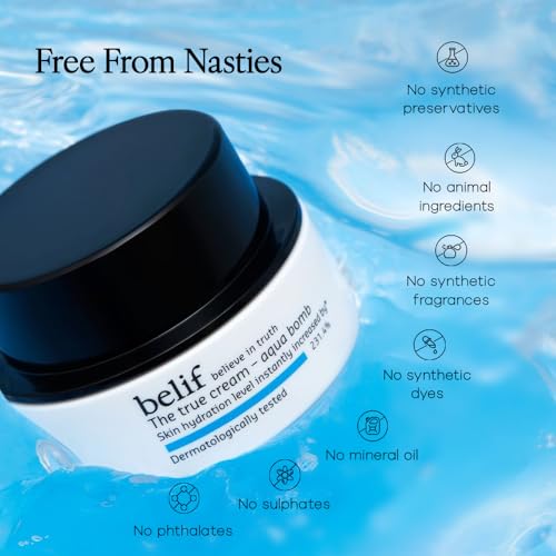 Image of Belif The True Cream Aqua Bomb, Hydrating Moisturizer for Face | 48 hours long lasting Hydration | Ultra-lightweight, gel-cream | For Normal, Combination, and Oily skin types | Korean Skin Care Products | (10 ml)